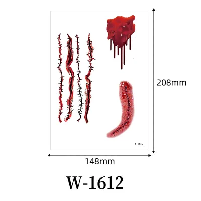 Halloween Horror Scar Bloody Waterproof Temporary Tattoo Party Decoration Ornament