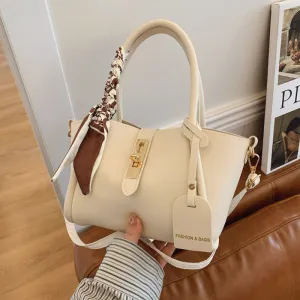 Women Fashion Casual Solid Color Portable PU Bucket Handbag