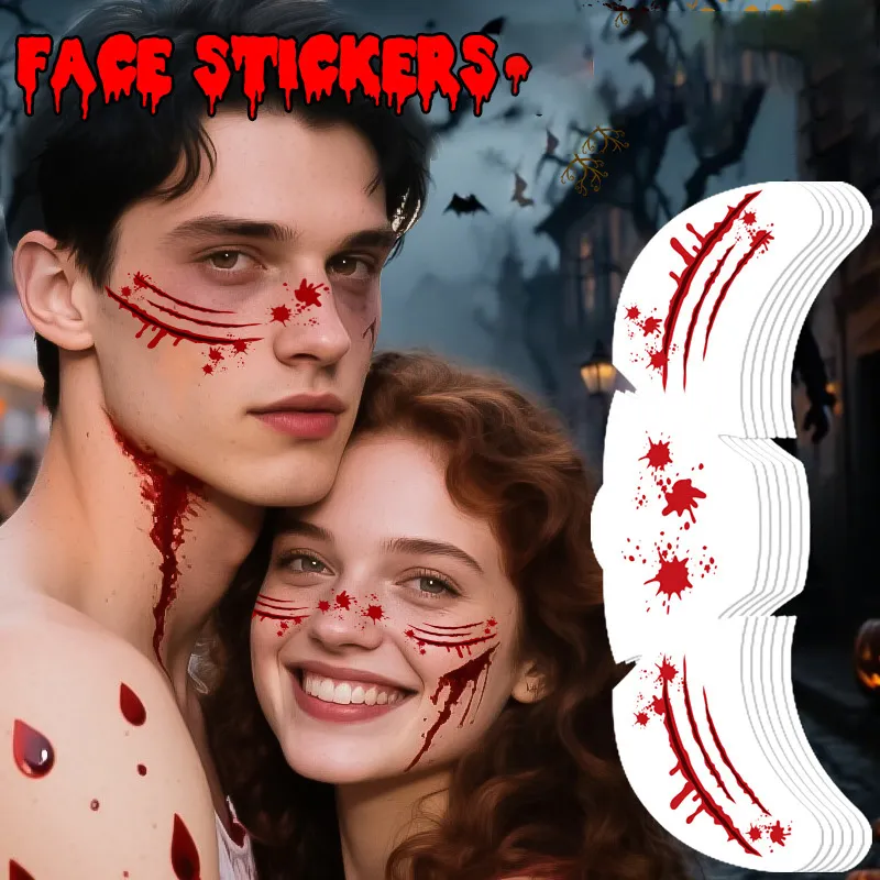 Halloween Waterproof Temporary Face Tattoo Stickers Water Transfer Paper Ornament