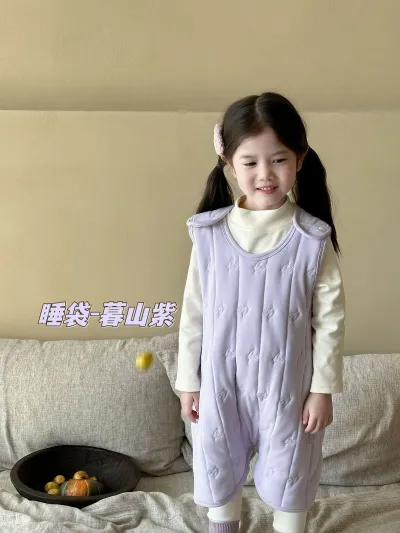 Kids Unisex Autumn Winter Thickened Warm One-Piece Pajamas Sleeping Bag