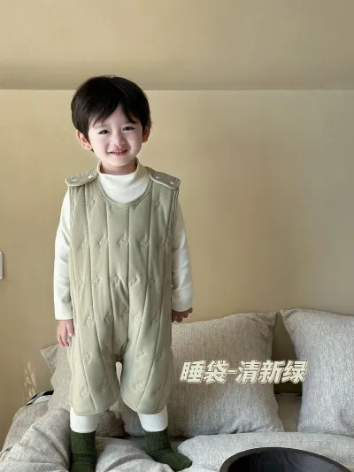 Kids Unisex Autumn Winter Thickened Warm One-Piece Pajamas Sleeping Bag