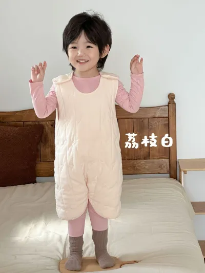 Kids Unisex Autumn Winter Thickened Warm One-Piece Pajamas Sleeping Bag