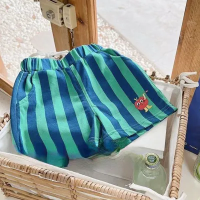 Kids Baby Boys And Girls Fashion Casual Stripe Loose Shorts Unisex Polyester Mid-Waist
