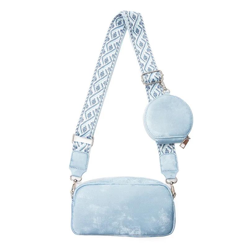 Women Fashion Casual Solid PU Crossbody Bag Two-Piece Set