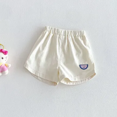 Kids Baby Boys Fashion Casual Embroidered Fruit Loose Shorts Cotton Mid-Waist