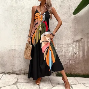 Summer Vacation Women'S Casual Print Strap Maxi Dress