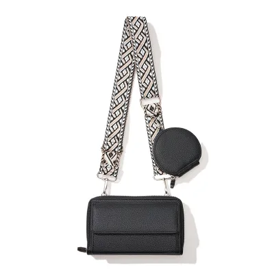 Women Fashion Casual Solid Color Jacquard Shoulder Strap Crossbody Bag Two-Piece Bag Set