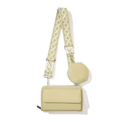 Women Fashion Casual Solid Color Jacquard Shoulder Strap Crossbody Bag Two-Piece Bag Set