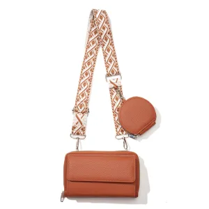 Women Fashion Casual Solid Color Jacquard Shoulder Strap Crossbody Bag Two-Piece Bag Set