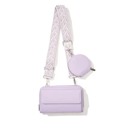 Women Fashion Casual Solid Color Jacquard Shoulder Strap Crossbody Bag Two-Piece Bag Set