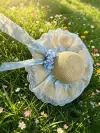 Beige Blue Tiny Flower