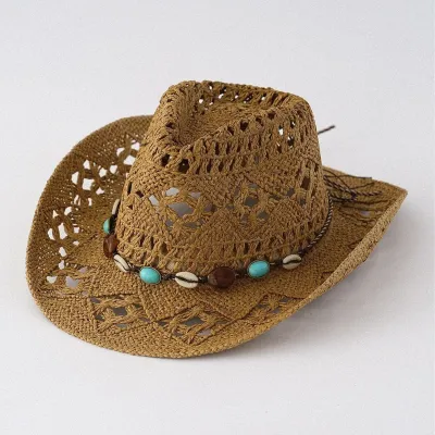 Women's Fashion Casual Hollow-Out Sunscreen Cowboy Straw Hat