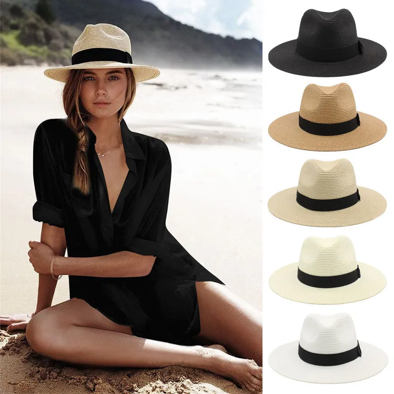 Fashion Casual Summer Sunscreen Wide Brim Vacation Straw Hat