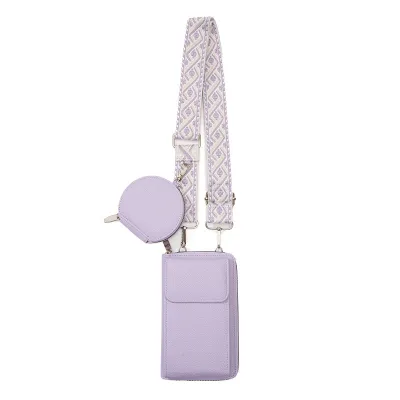 Women Fashion Casual Solid Color Jacquard Shoulder Strap Crossbody Bag Two-Piece Set
