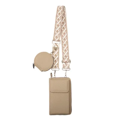 Women Fashion Casual Solid Color Jacquard Shoulder Strap Crossbody Bag Two-Piece Set