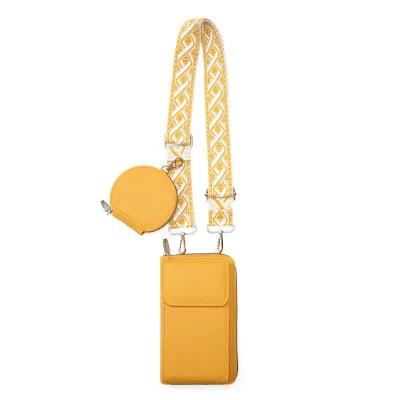 Women Fashion Casual Solid Color Jacquard Shoulder Strap Crossbody Bag Two-Piece Set