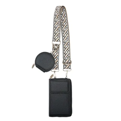 Women Fashion Casual Solid Color Jacquard Shoulder Strap Crossbody Bag Two-Piece Set