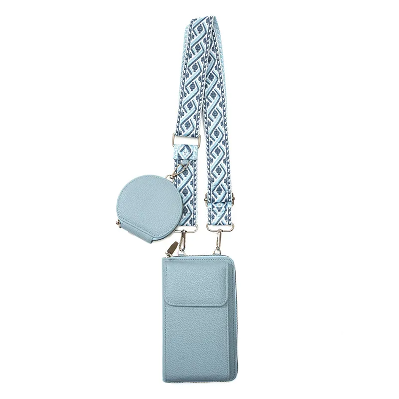 Women Fashion Casual Solid Color Jacquard Shoulder Strap Crossbody Bag Two-Piece Set