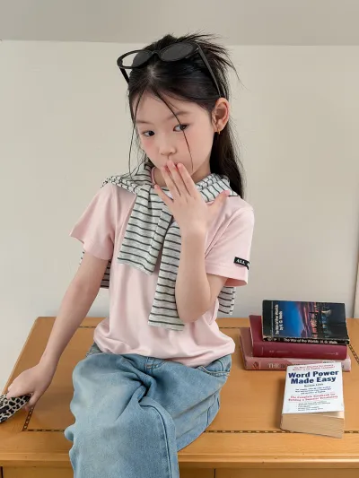 Kids Girls Summer Basic Solid Color Short Sleeve Round Neck T-Shirt