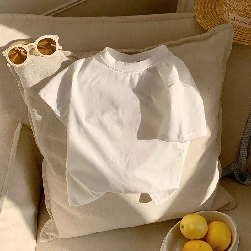 Kids Boys And Girls Fashion Casual Simple Summer Solid Color Short-Sleeve Cotton T-Shirt