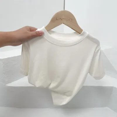 Kids Boys And Girls Fashion Casual Summer Solid Color Short Sleeve T-Shirt