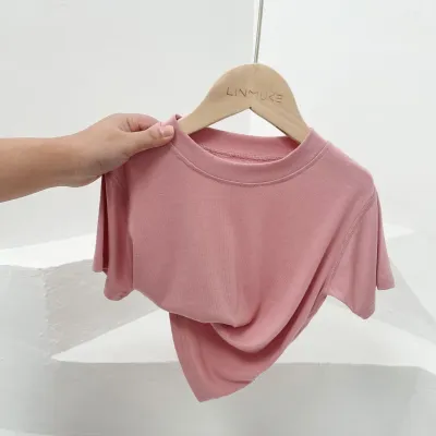 Kids Boys And Girls Fashion Casual Summer Solid Color Short Sleeve T-Shirt