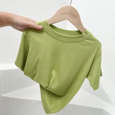 Kids Boys And Girls Fashion Casual Summer Solid Color Short Sleeve T-Shirt