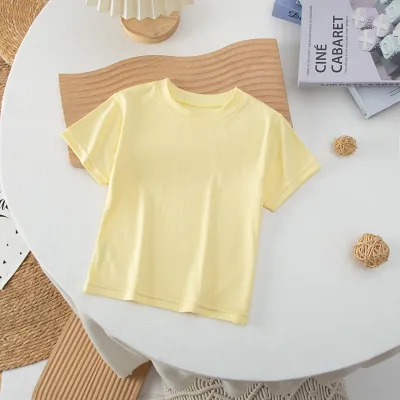 Kids Boys And Girls Fashion Casual Summer Solid Color Short Sleeve T-Shirt