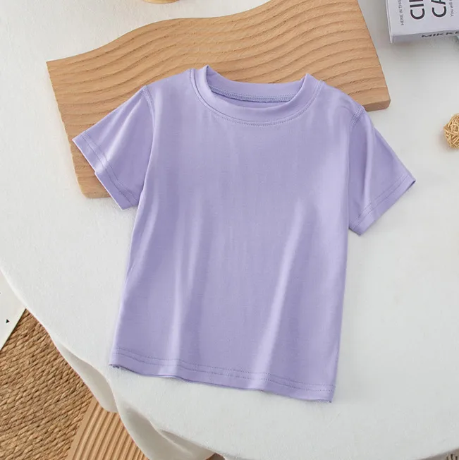 Kids Boys And Girls Fashion Casual Summer Solid Color Short Sleeve T-Shirt