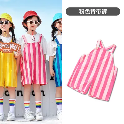 Kids Boys And Girls Fashion Casual Cute Multicolor Stripe Rompers Short Sleeve