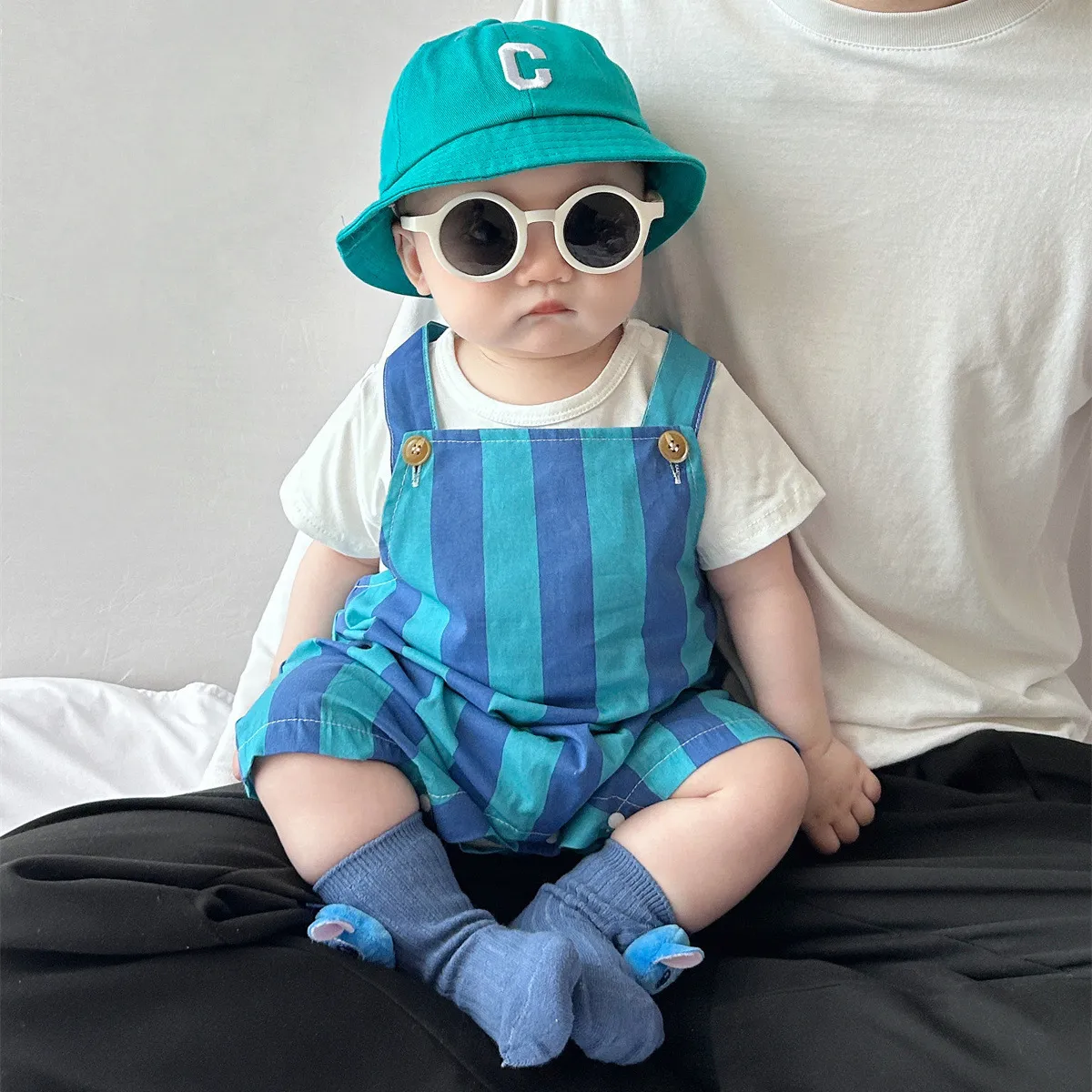 Kids Baby Boys And Girls Fashion Casual Summer Sleeveless Cotton Stripe Rompers
