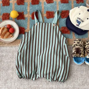 Kids Baby Boys Fashion Casual Summer Stripe Short-Sleeve Cotton Rompers