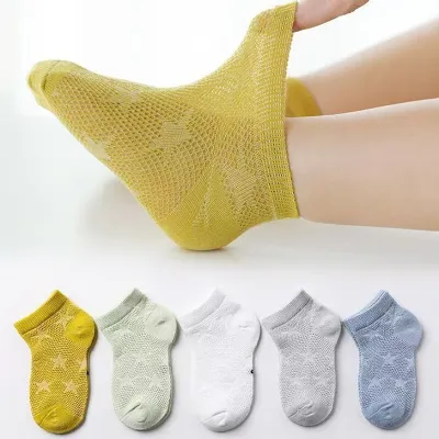Kids Baby Boys Girls Fashion Casual Cartoon Spring Summer Lightweight Mid-Calf Socks 5pair/Set