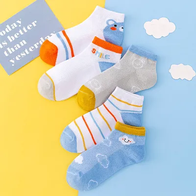 Kids Baby Boys Girls Fashion Casual Cartoon Spring Summer Lightweight Mid-Calf Socks 5pair/Set