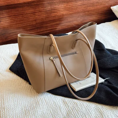 Women Casual Solid Color Large Capacity Tote Bag Shoulder Bag PU