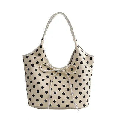Women Fashion Casual Polka Dot Print Large Capacity Portable Nylon Shoulder Bag