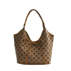 Women Fashion Casual Polka Dot Print Large Capacity Portable Nylon Shoulder Bag