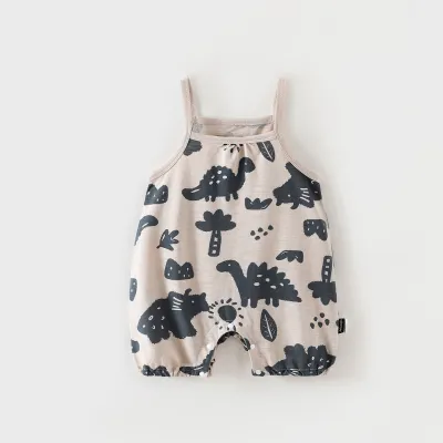 Kids Baby Boy'S And Girls Summer Thin Cotton Printed Rompers Jumpsuit Sleeveless Unisex