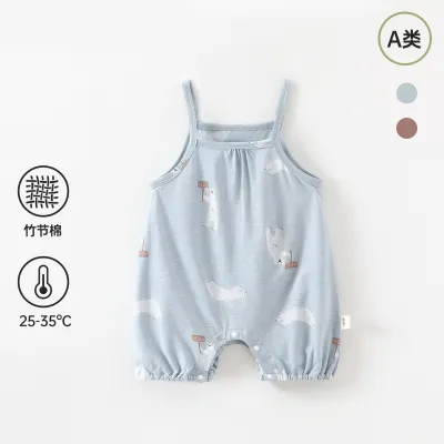 Kids Baby Boy'S And Girls Summer Thin Cotton Printed Rompers Jumpsuit Sleeveless Unisex