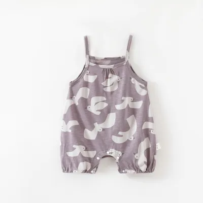 Kids Baby Boy'S And Girls Summer Thin Cotton Printed Rompers Jumpsuit Sleeveless Unisex