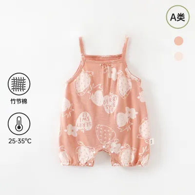 Kids Baby Boy'S And Girls Summer Thin Cotton Printed Rompers Jumpsuit Sleeveless Unisex