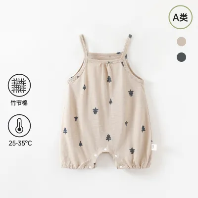 Kids Baby Boy'S And Girls Summer Thin Cotton Printed Rompers Jumpsuit Sleeveless Unisex