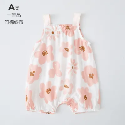 Kids Baby Boys And Girls Fashion Summer Thin Gauze Printed Rompers