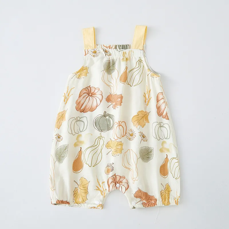 Kids Baby Boys And Girls Fashion Summer Thin Gauze Printed Rompers