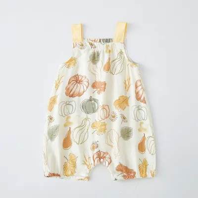 Kids Baby Boys And Girls Fashion Summer Thin Gauze Printed Rompers
