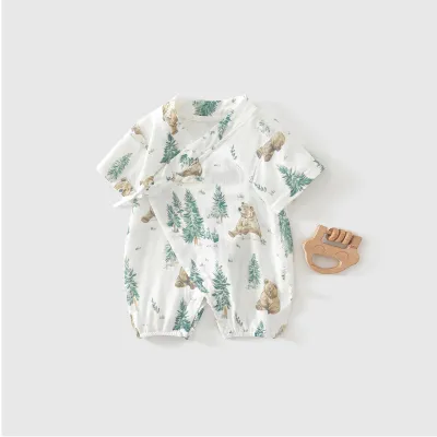 Kids Baby Boys And Girls Fashion Summer Printed Thin Sunscreen Short-Sleeve Romper