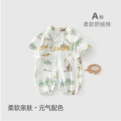 Kids Baby Boys And Girls Fashion Summer Printed Thin Sunscreen Short-Sleeve Romper