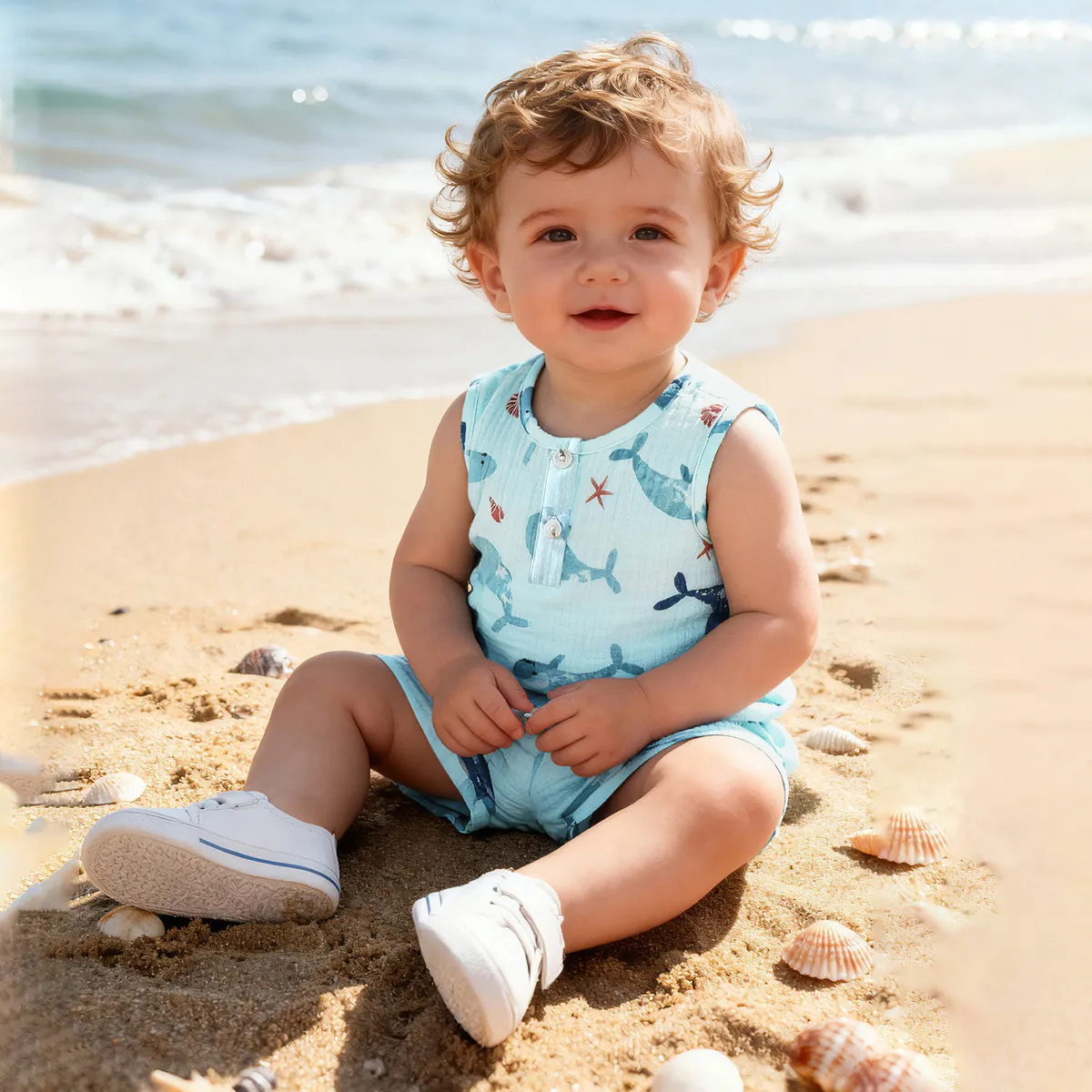 Kids Baby Boys Summer Fashion Printed Breathable Sleeveless Top Shorts Two-Piece Set