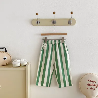 Kids Baby Boys And Girls Fashion Casual Vertical Stripe Straight Leg Pants