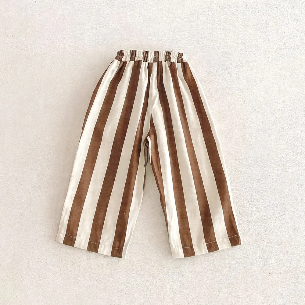 Kids Baby Boys And Girls Fashion Casual Vertical Stripe Straight Leg Pants